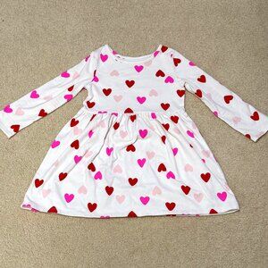 Cat & Jack - Girls Long Sleeve Heart Dress - Size 5T